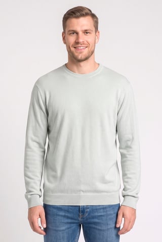 Men Crew Neck Long Sleeve Textured T-Shirt, Mint Green