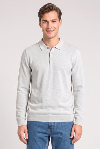 Men Spread Collar Knitted Sweater, Grey