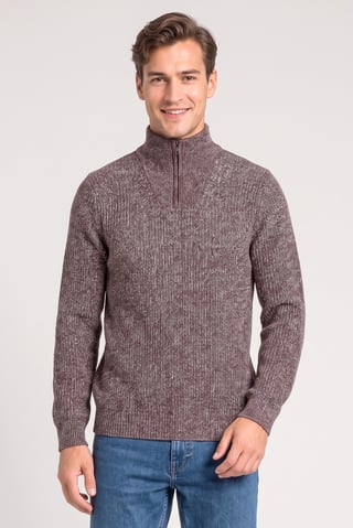 Men Mock Neck Knitted Sweater, Multicolor
