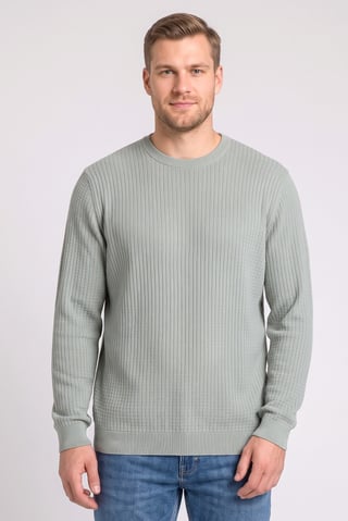 Men Crew Neck Long Sleeve Textured Sweater, Sage Green