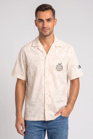 Celio x One Piece Men Allover Print Short Sleeve Casual Shirt, Multicolor