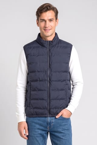 Men Quilted Jacket Vest, Navy