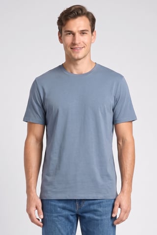 Men Crew Neck Short Sleeve Solid T-Shirt, Slate Blue
