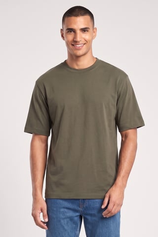 Men Crew Neck Short Sleeves Solid T-Shirt, Olive Green
