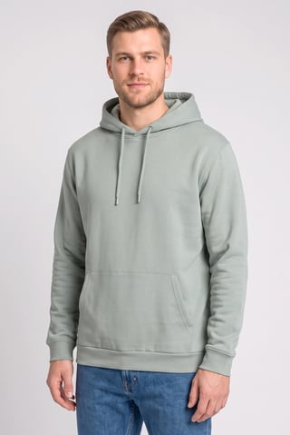 Men Plain Long Sleeve Hoodie, Sage Green