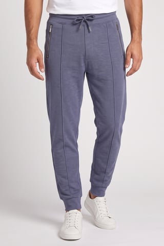 Men Regular Fit Textured Sweatpants, Slate Blue