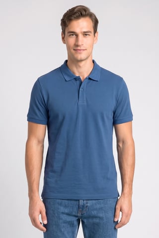 Men Regular Fit Short Sleeve Plain Polo Shirt, Teal Blue