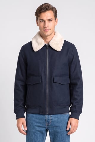 Men Textured Jacket Shirt, Navy