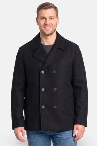 Men Plain Trench Coat, Navy Blue
