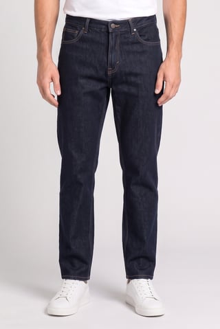 Men Loose Fit Solid Non Stretchable Jeans, Dark Navy