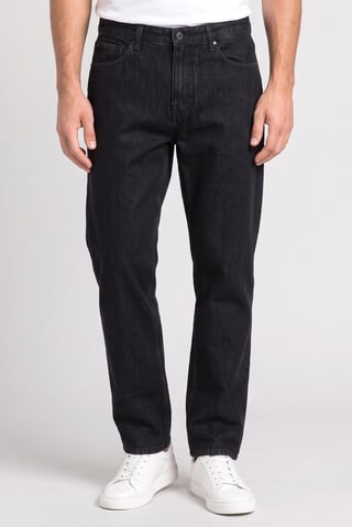 Men Loose Fit Solid Straight Leg Jeans, Black