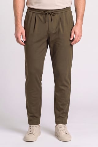 Men Slim Fit Plain  Straight Leg Pants, Dark Olive