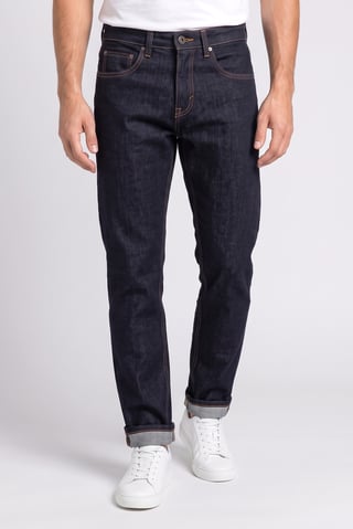 Men Straight Fit Solid Stretchable Jeans, Dark Navy