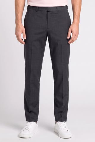 Men Regular Fit Solid Dress Pants, Dark Grey