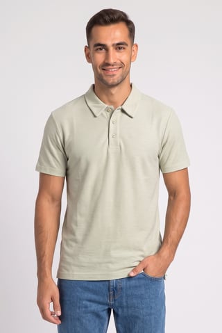 Men Regular Fit Textured Short Sleeve Polo Shirt, Mint Green