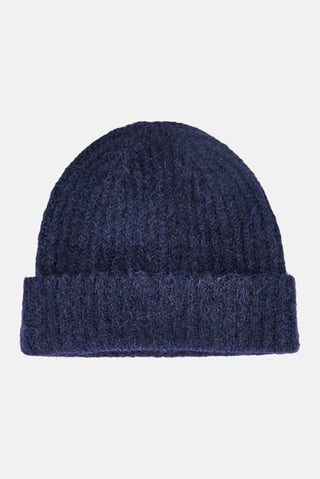 Men Textured Bennie Hat, Dark Navy