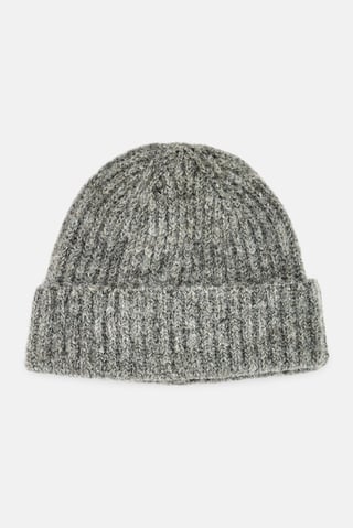 Men Textured Bennie Hat, Grey