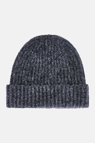 Men Textured Bennie Hat, Dark Grey