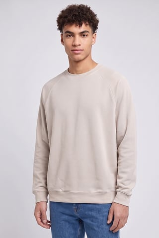 Men Crew Neck Textured Sweater, Light Beige