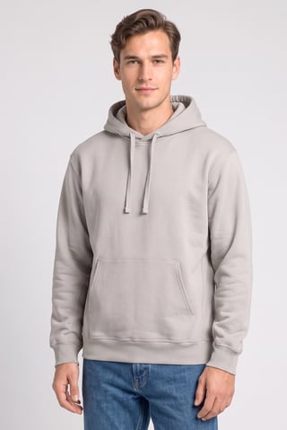 Men Solid Long Sleeve Hoodie, Grey