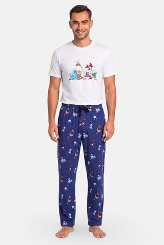 Men 2 Pieces Graphic Print T- Shirt And Shorts Pajama Set, Multicolor