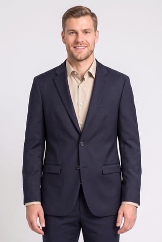 Men Slim Fit Solid Casual Blazer, Navy