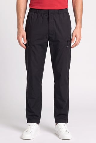 Men Regular Fit Solid Cargo Pants, Black