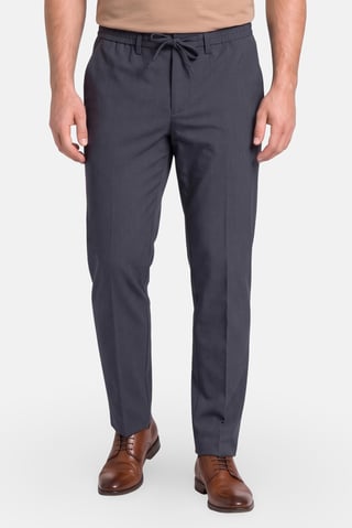Men Regular Fit Solid Straight Leg Pants, Dusty Blue