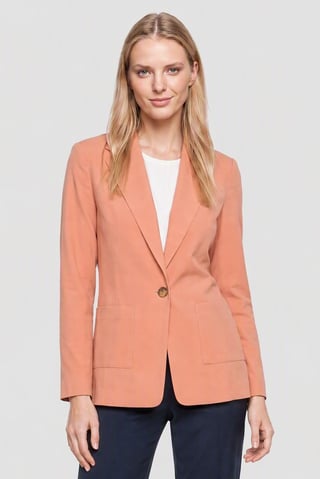 Women Regular Fit Solid Blazer Jacket, Peach
