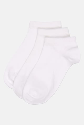 Women 3 Pcs Plain Ankle Socks, White