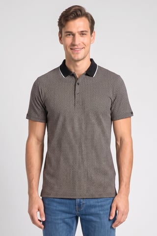 Men Regular Fit Diamond Pattern Short Sleeve Polo Shirt, Multicolor