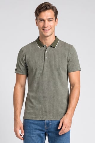Men Regular Fit Diamond Pattern Short Sleeve Polo Shirt, Multicolor