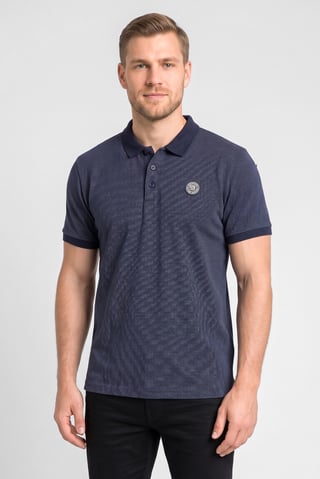 Men Regular Fit Short Sleeve Birdseye Pattern Polo Shirt, Navy