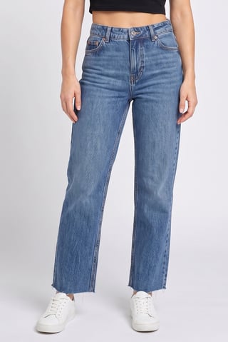 Women Straight Fit Washed Non Stretchable Denim Jeans, Blue