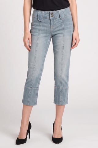 Women Regular Fit Stretchable Washed Capri Jeans, Blue