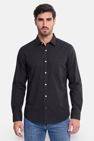 Men Classic Fit Long Sleeve Solid Casual Shirt, Black
