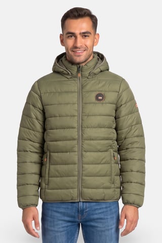 Men Quilted Puffer Jacket, Olive