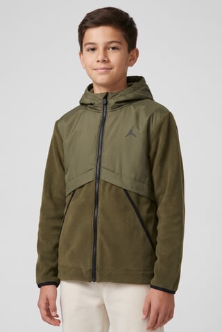 Kids Boy Sportswear Fit Long Outdoor Jacket, Olive