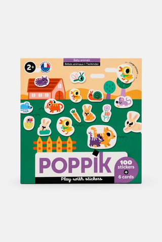 Poppik Baby Animal 6 Cards And 100 Stickers