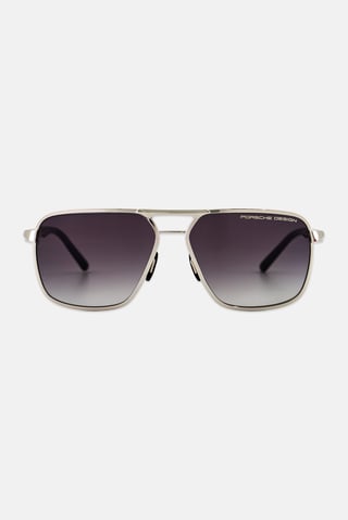 Men P896661B226 Square Sunglasses, Silver