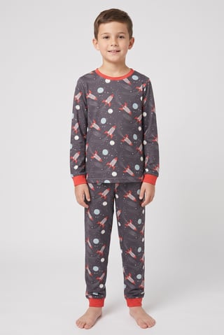 Kids Boy 2 Pieces Long Sleeve Allover Print Top And Bottom Pajama Set, Multicolor