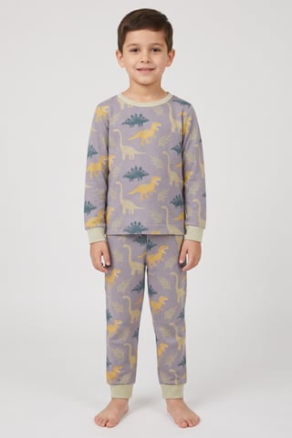 Toddlers Boy 2 Pieces Long Sleeve Allover Print Top And Bottom Pajama Set, Multicolor