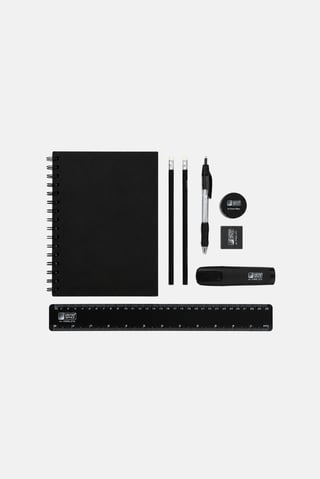 9 Pieces Stationery Set, Black