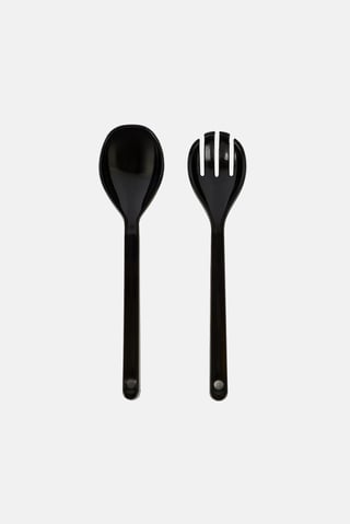 2 Pieces Salad Cutlery Set, Black