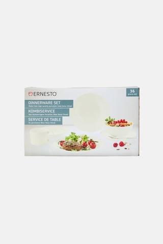 36 Pcs Plain Ceramic Dinnerware Set, White
