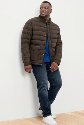 Men Quilted Puffer Jackets, Olive