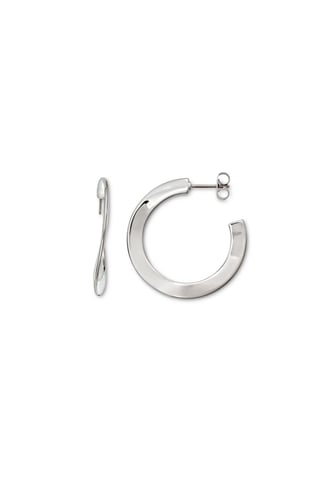 Women Creolen Wave Hoop Earrings, Silver