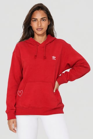 Women Sportswear Fit Long Sleeve Outdoor Hoodie, Red