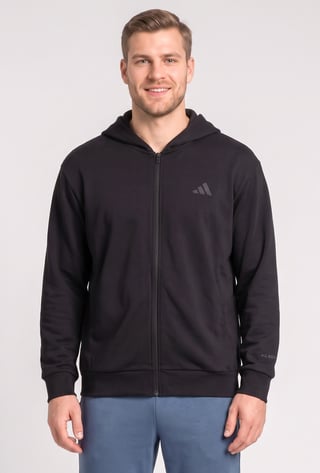 Men Loose Fit Long Sleeve Outdoor Hoodie, Black