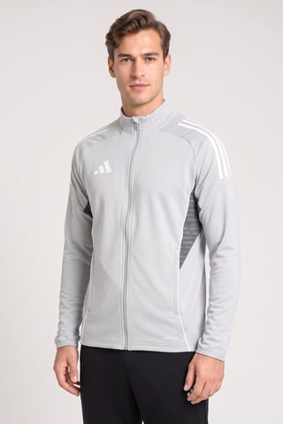 Men Slim Fit Long Sleeve Training Jacket, Grey